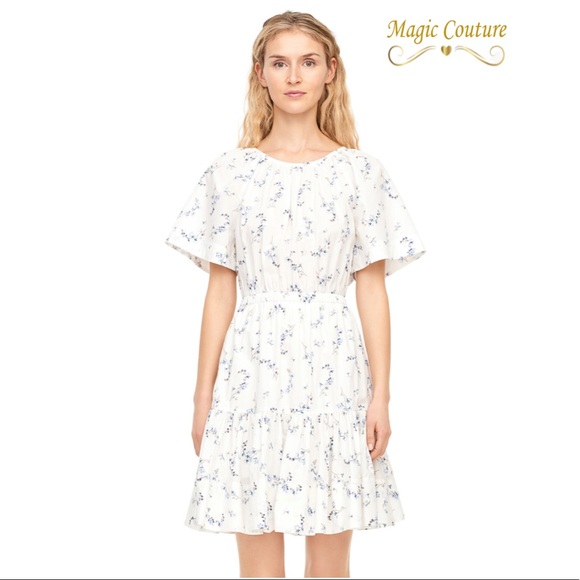 Rebecca Taylor Dresses & Skirts - NWOT Rebecca Taylor Francine Floral Poplin Open Back Dress💙🤍💙